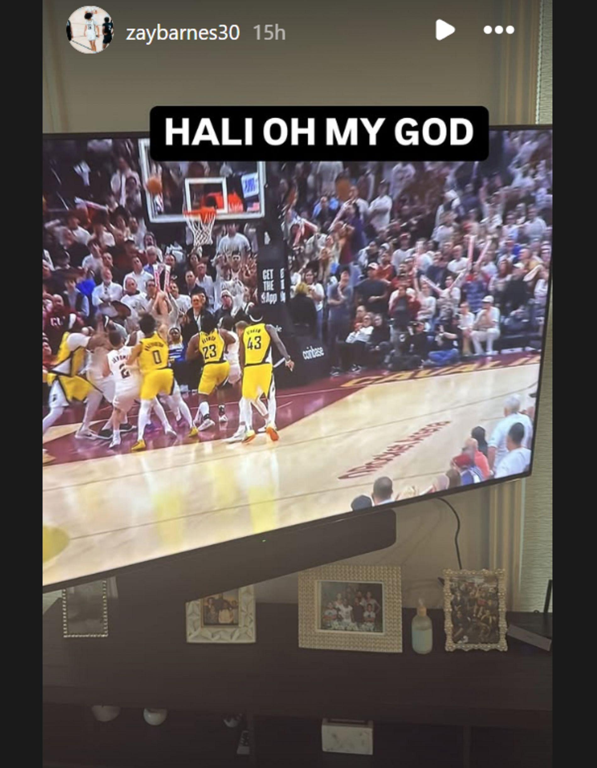 Crespi High School star Isaiah Barnes reacts to Indiana Pacers' Game 2 win against the Cleveland Cavaliers (Source: IG/ zaybarnes30)